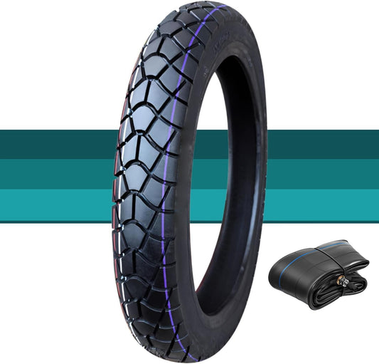 2.50-14 Bike Tire and Inner Tube - Street Tread, Fits 60/100-14, Tube Type