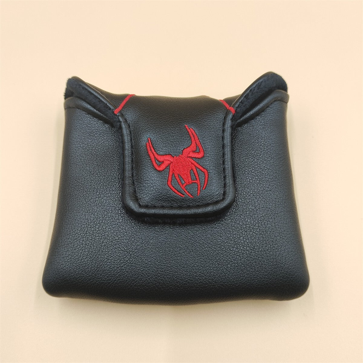 Golf Putter Headcover Square Mallet Magnet Spider Web Design Black Red
