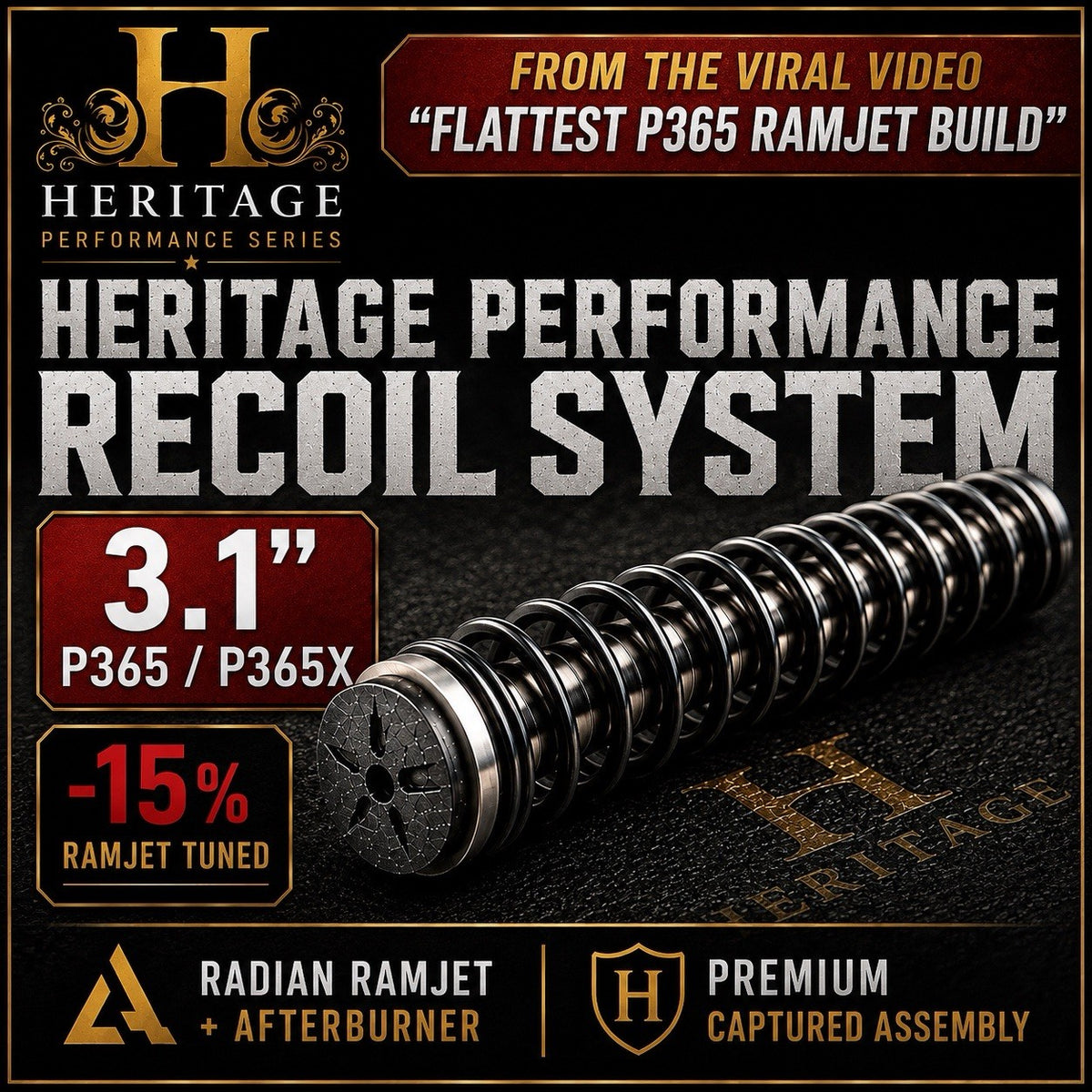 Heritage Performance Recoil System for SIG P365X 3.1" Compact Builds - Reduced Power