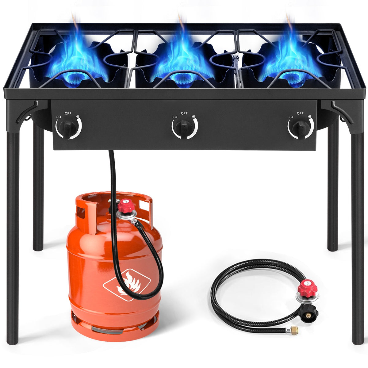 Portable Propane Burner Stove with 1-4 Gas Burners for Outdoor Cooking and Camping