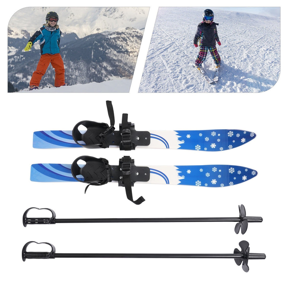 Kids Snow Skis 68x6cm Beginner Ski Set for 2-8 Years Old, Blue