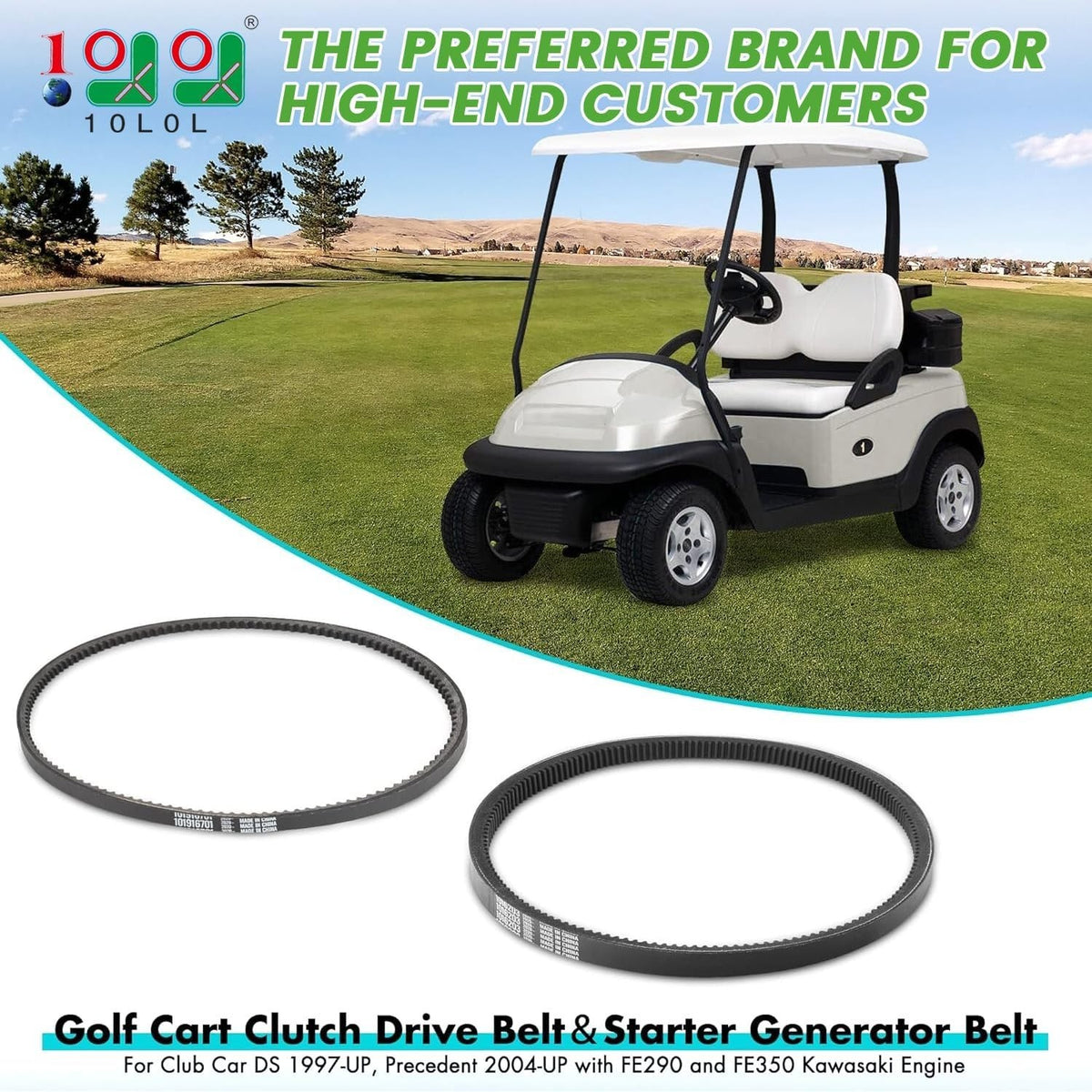 Golf Cart Clutch Drive Belt & Starter Belt Kit for Club Car DS & Precedent