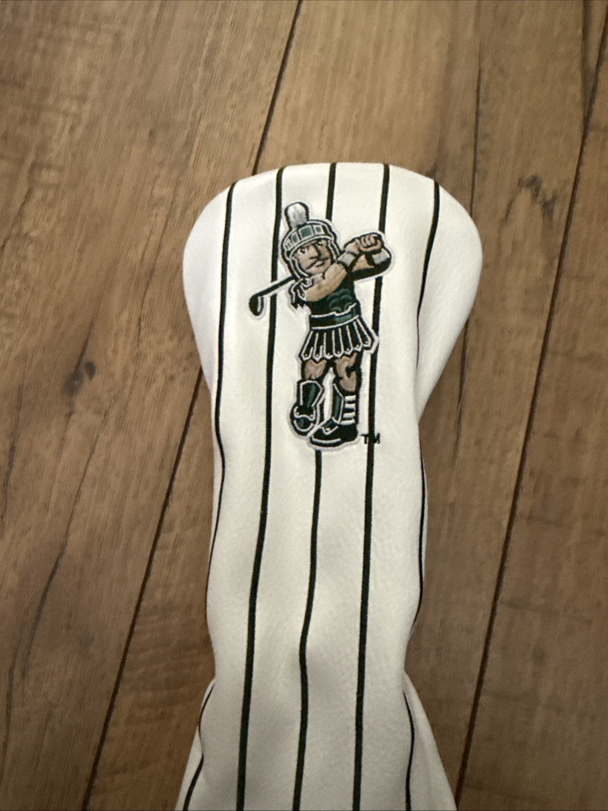 Golf Headcover for Fairway Wood - Michigan State Spartans MSU Sparty White Pinstripe