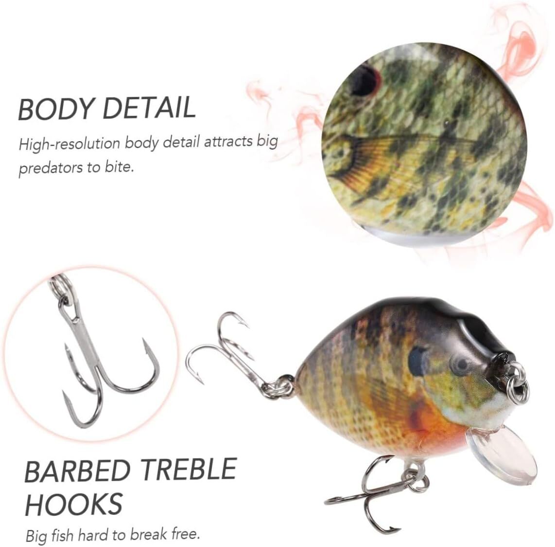 Artificial Fishing Crankbait Lure Set for Bass and Predatory Fish - 5Pcs