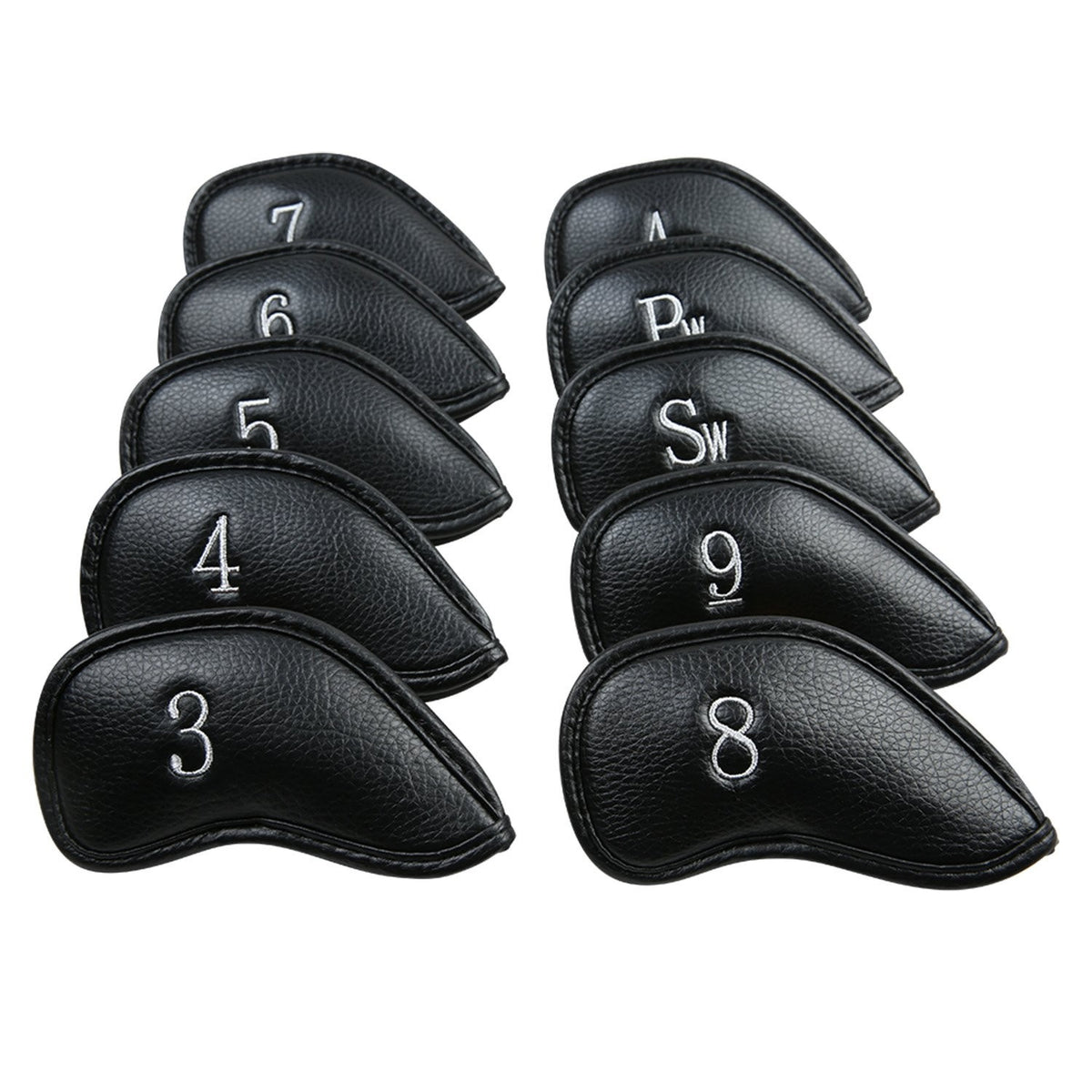 Golf Iron Head Covers Set - 10 Pieces, Leather Club Protectors for Golf Clubs