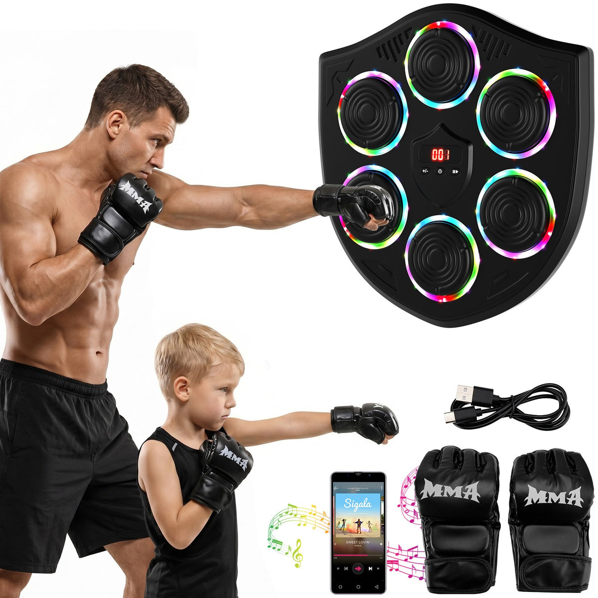 Smart Music Boxing Machine for Adults and Kids with Bluetooth & LED Display