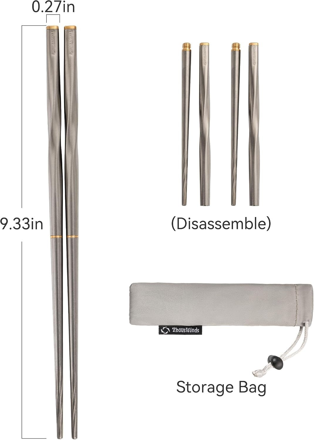 Titanium Foldable Reusable Camping Chopsticks - Lightweight & Durable Utensils
