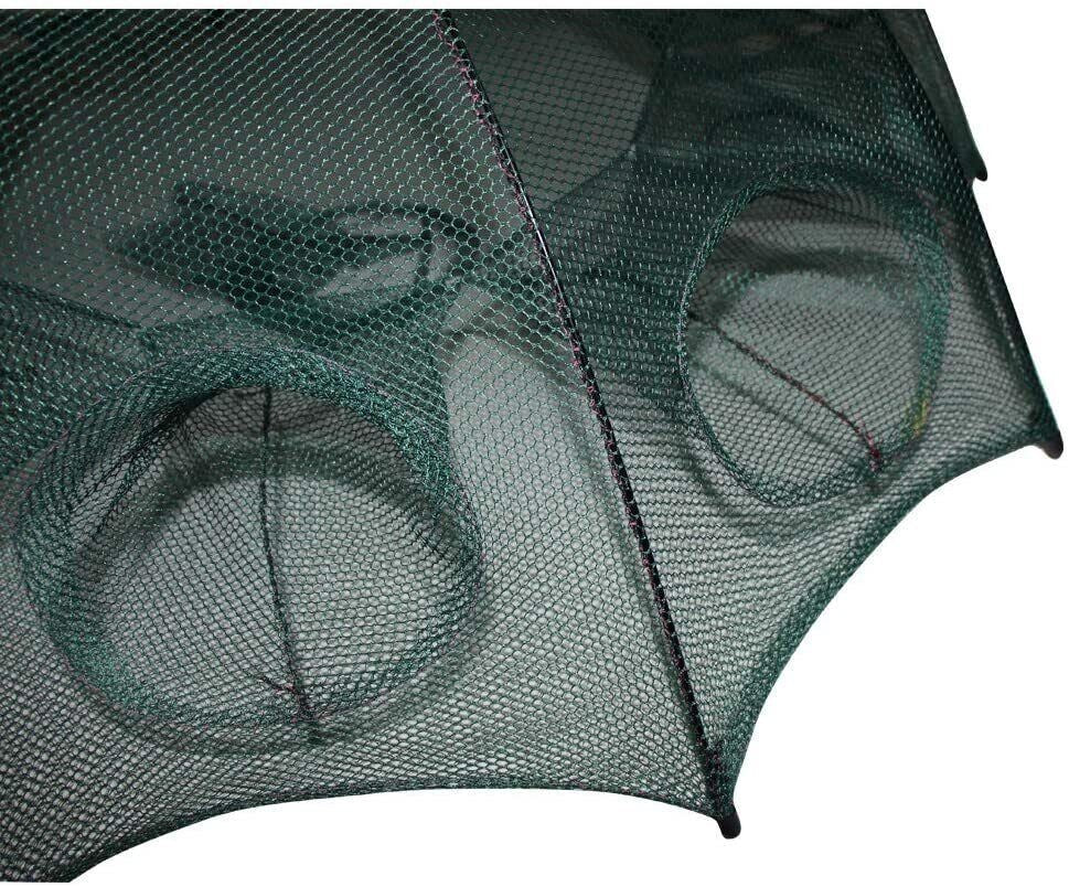 Foldable Fishing Bait Trap Crab Net Crawdad Shrimp Cage with Six Entrances