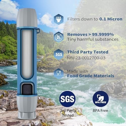 Portable Water Filter Straw for Camping Hiking Emergency - 4 Pack