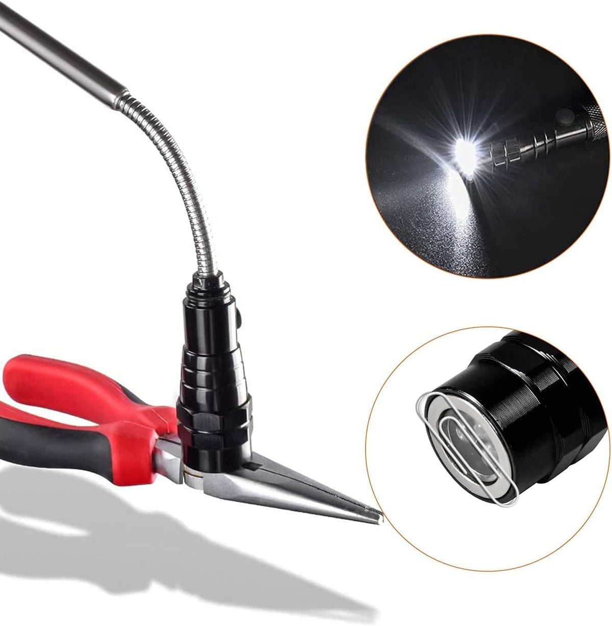 Magnetic Flashlight Pickup Tool Extendable Magnet with LED Light - Telescoping Gadget for Men