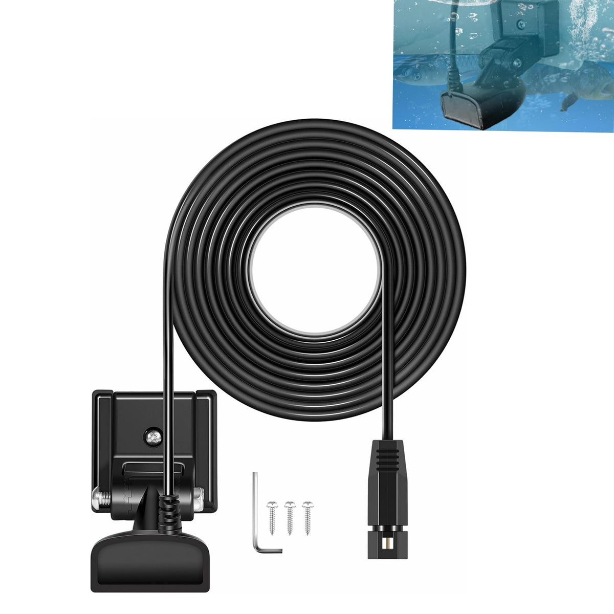 Transom Mount Fish Finder Transducer Compatible with Humminbird Helix Models - 20Ft Cable