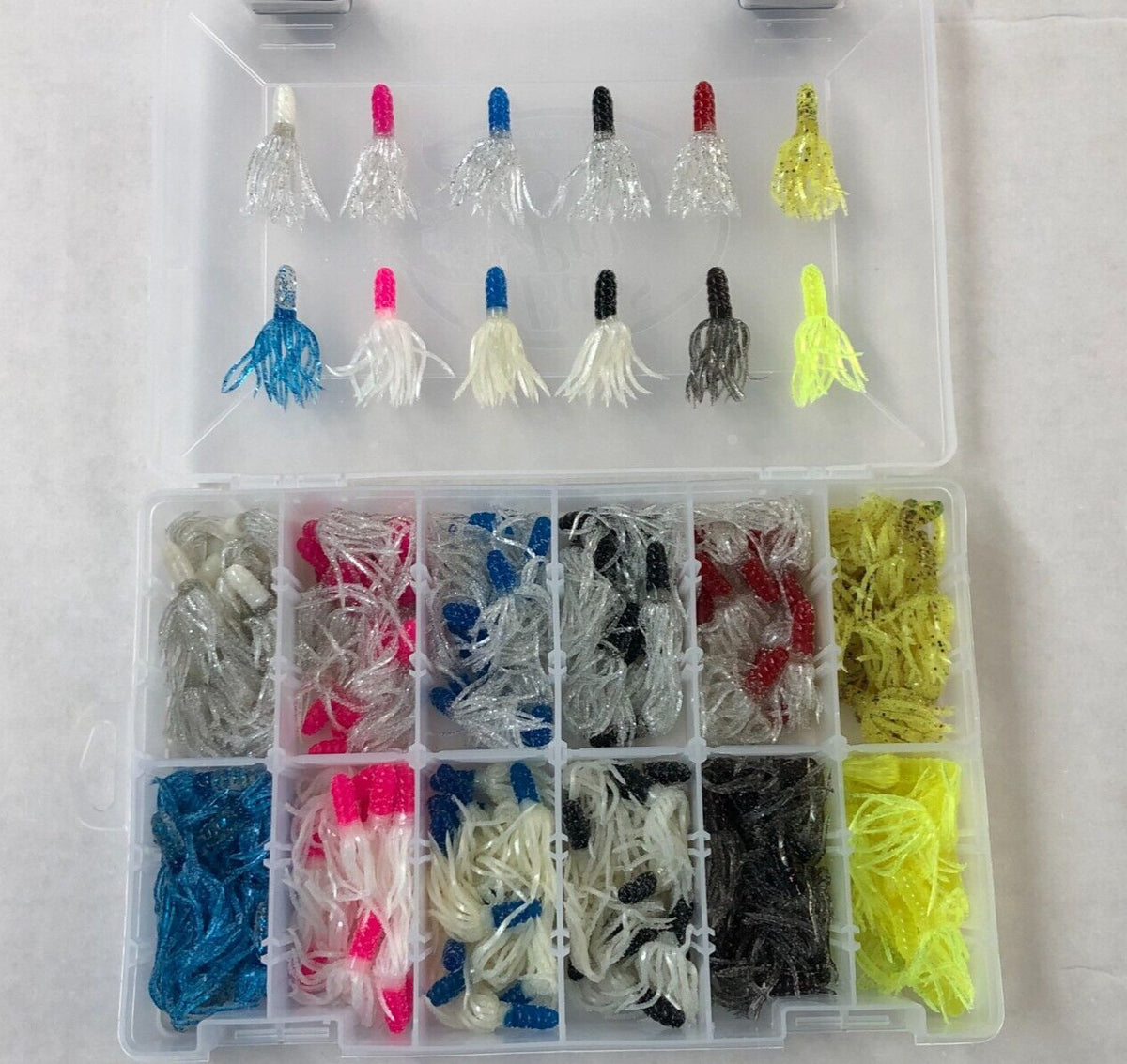 180 Piece Crappie Fishing Lure Kit with Flared Skirt Soft Plastics