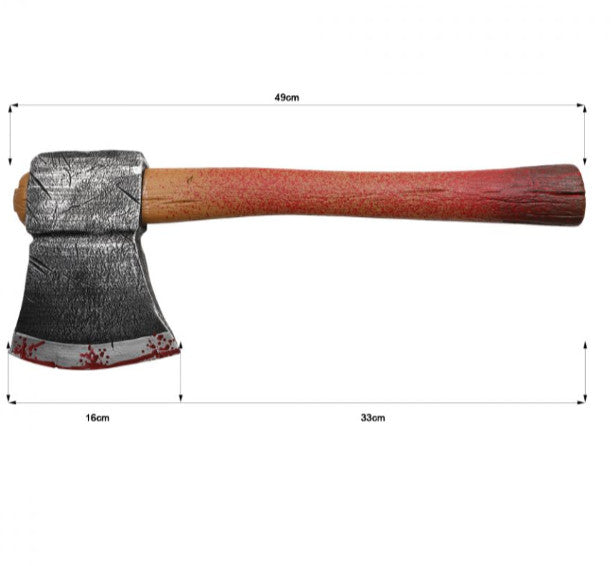 19.3-Inch Foam Zombie Hunter Axe with Fake Blood and Metallic Finish