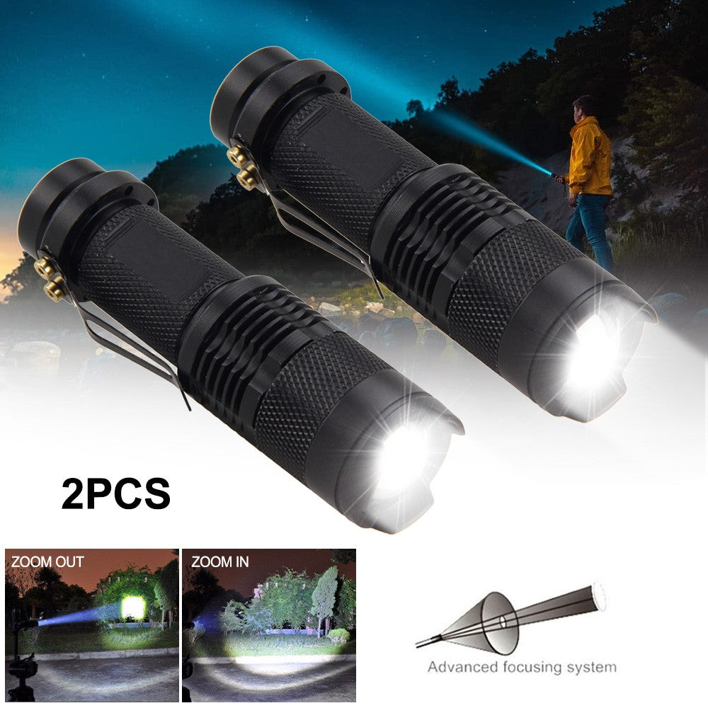 Mini LED Flashlight UV Zoomable Torch for Camping Hiking Night Astronomy