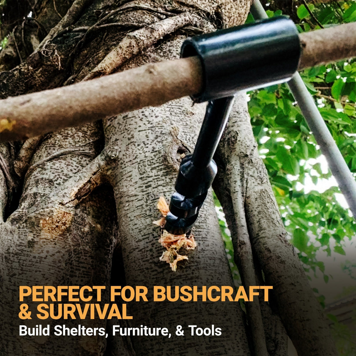 Manual Bushcraft Bore Auger Tool 1-Inch for Wilderness Shelter Building