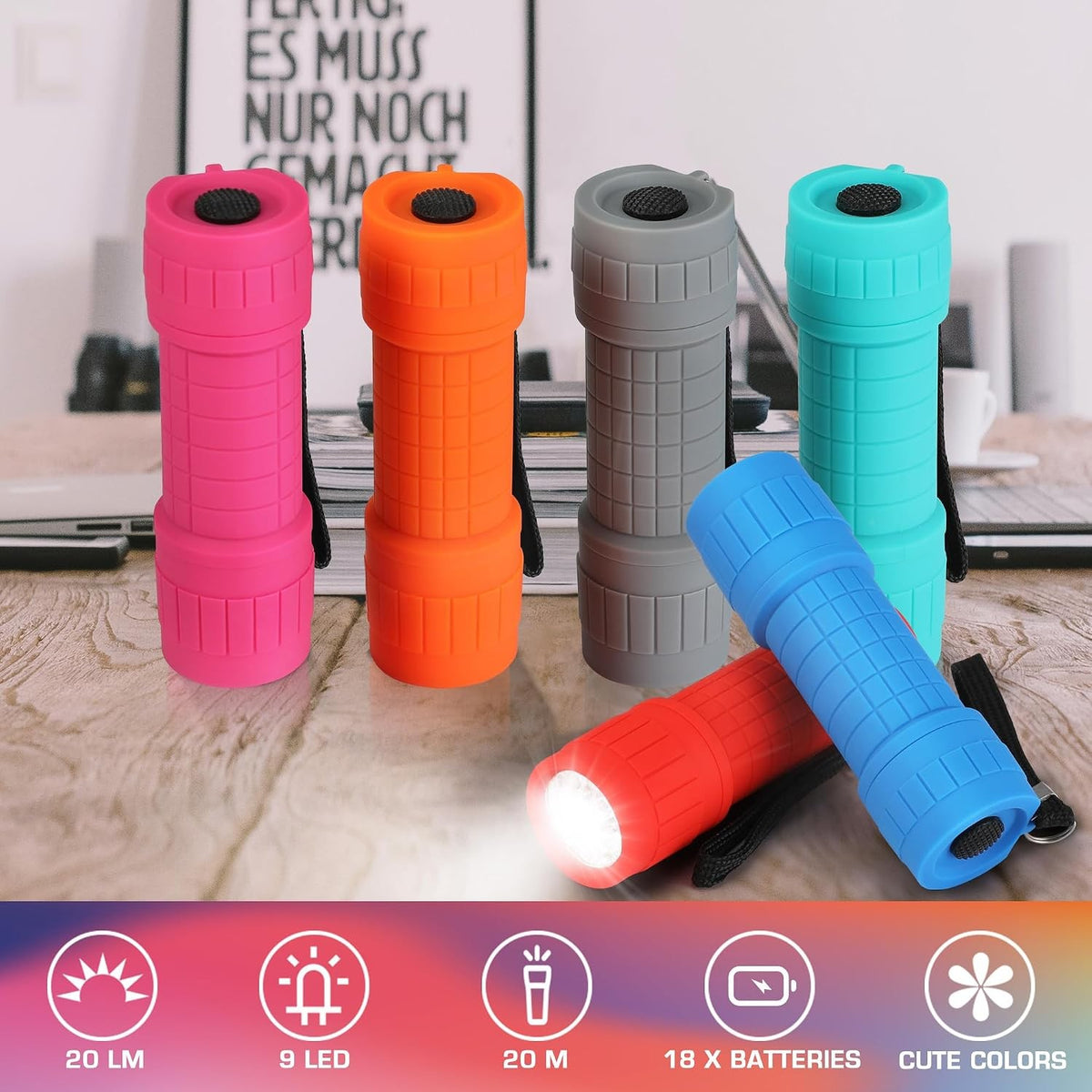 Impact Handheld Flashlight Set with 6 Compact LED Torches & AAA Batteries