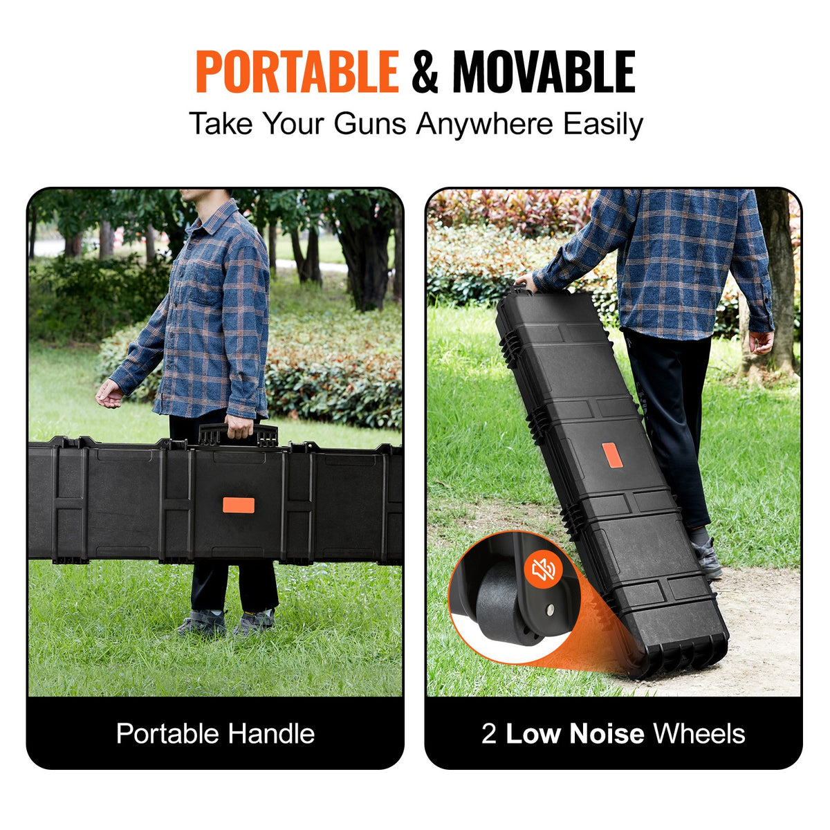50-Inch Waterproof Rifle Hard Case with Foam Layers & TSA Locks