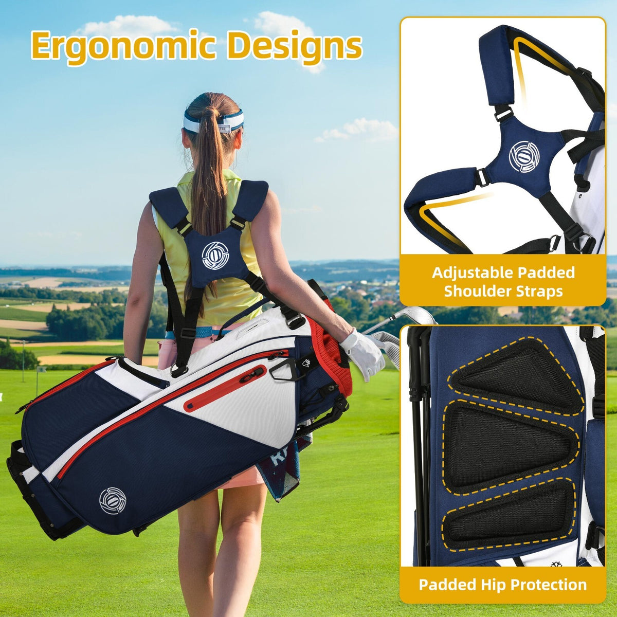 Lightweight 14-Way Golf Stand Bag with Full Length Dividers and Padded Straps