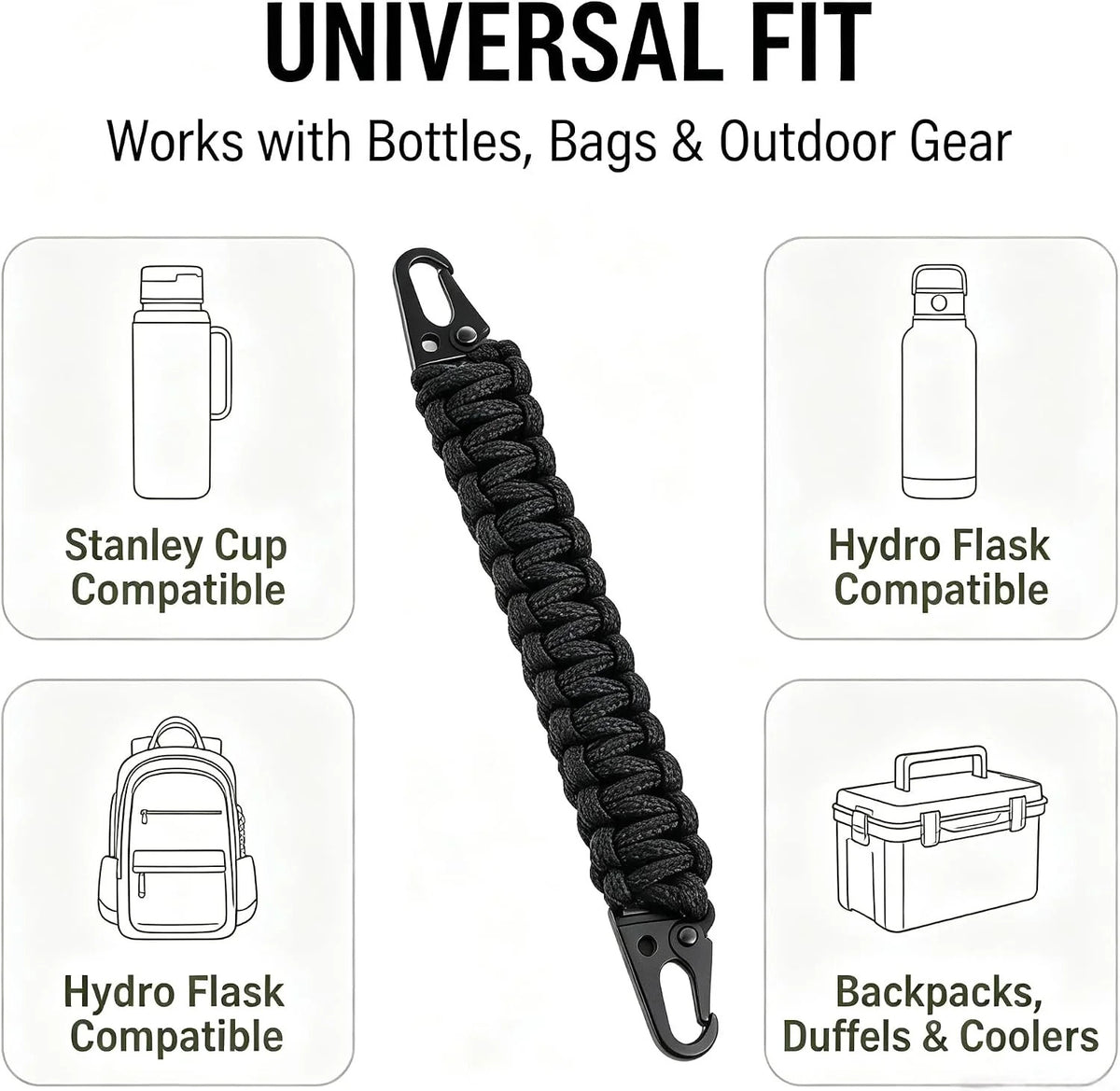 Heavy Duty Paracord Handle for Camping and Outdoor Gear, Universal Fit
