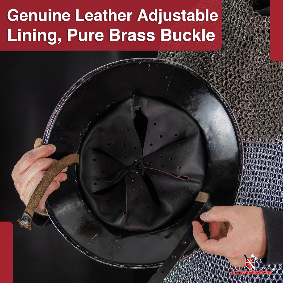 Medieval Kettle Helmet - Forged Steel Siege Prop Helm with Leather Liner