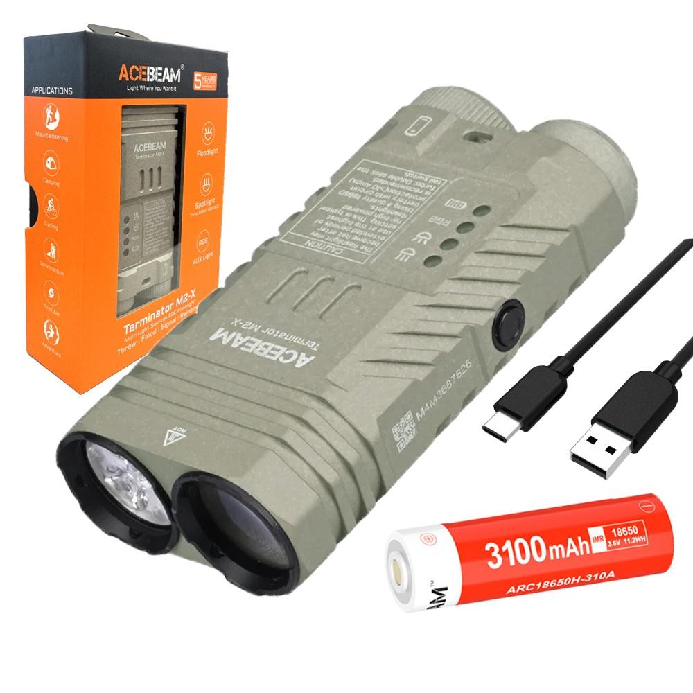 Dual Head LED Flashlight with RGB Colors and 3200 Lumens - Waterproof