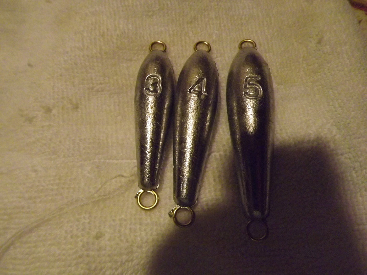 Trolling Weights Set 5-5oz, 4oz, 3oz with Brass Eyelets - Free Shipping