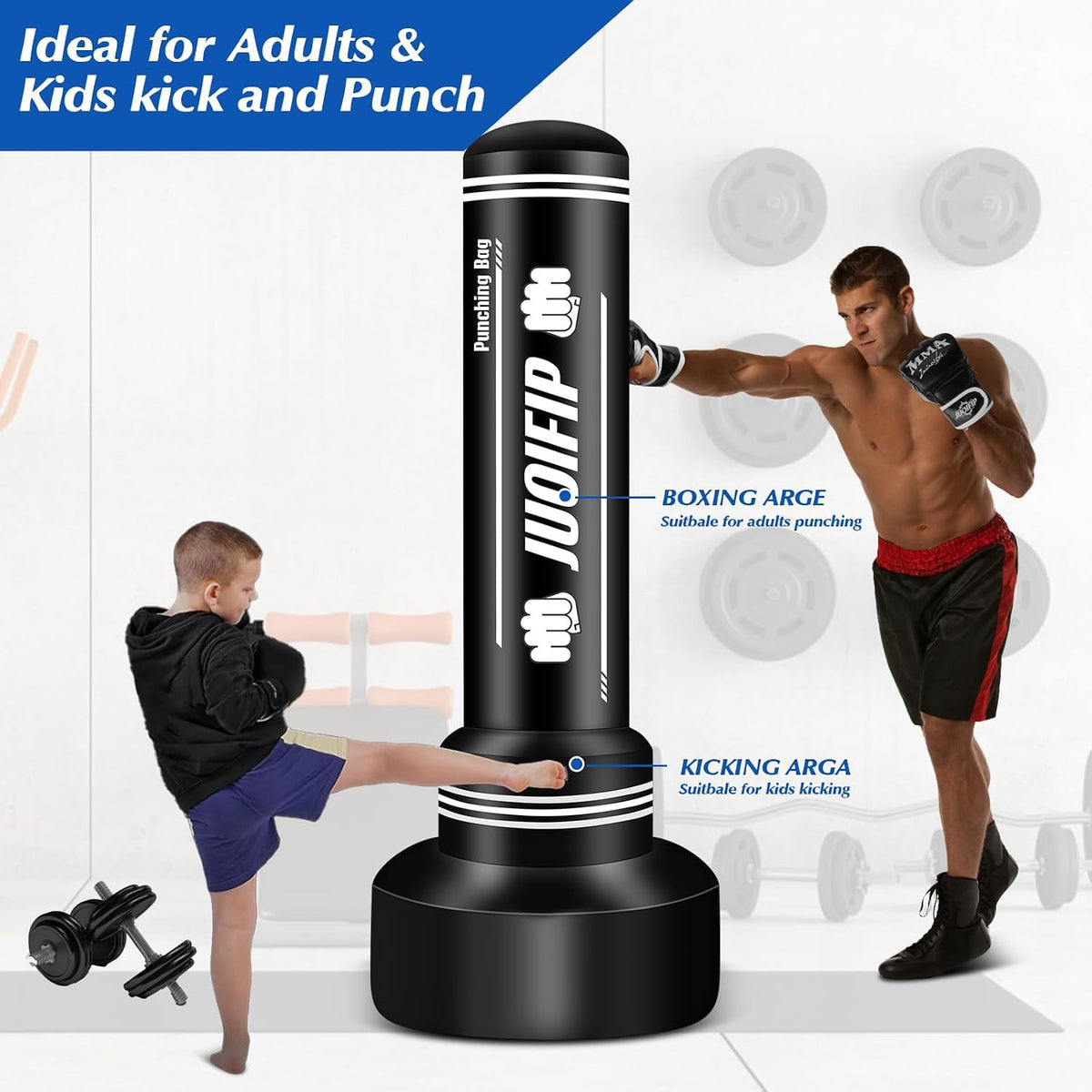 Freestanding Heavy Punching Bag Set with Gloves and Pump for Boxing & MMA