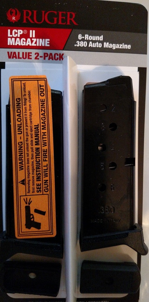Ruger LCP II .380 ACP 6-Round Magazine - 2 Pack, OEM Replacement