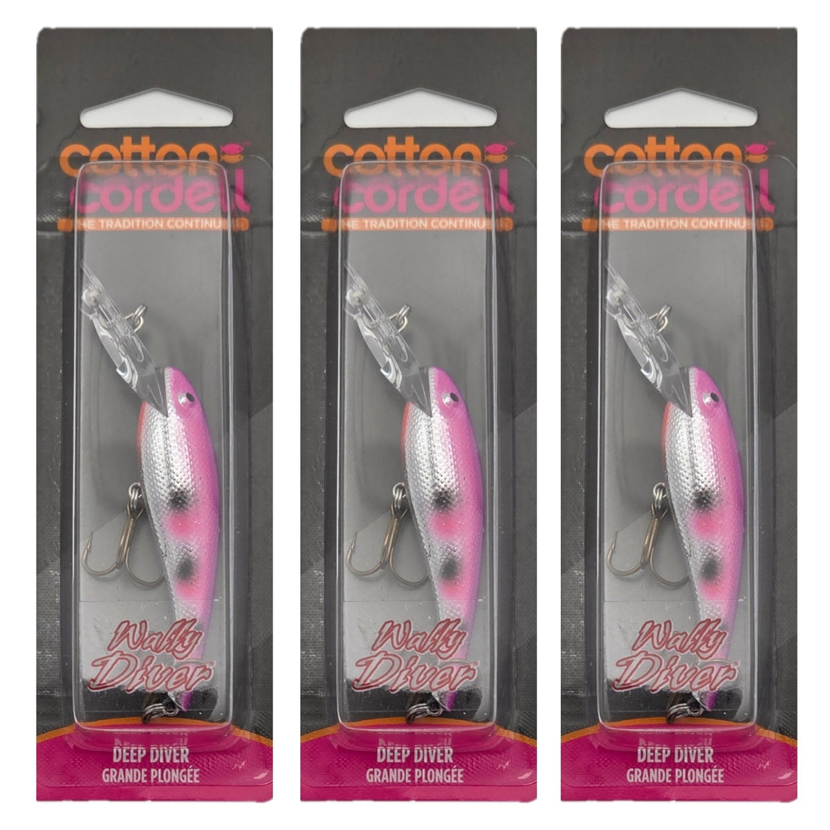 Cotton Cordell Wally Diver CD5578 Purple Rain Deep Crankbait - Lot of 3