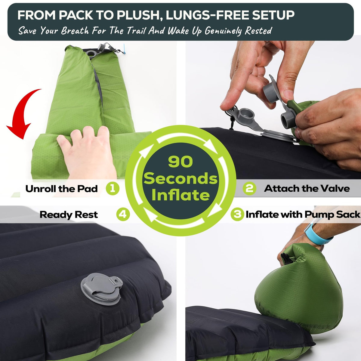 Ultralight Camping Sleeping Pad Inflatable Tent Mattress - 25oz Insulated