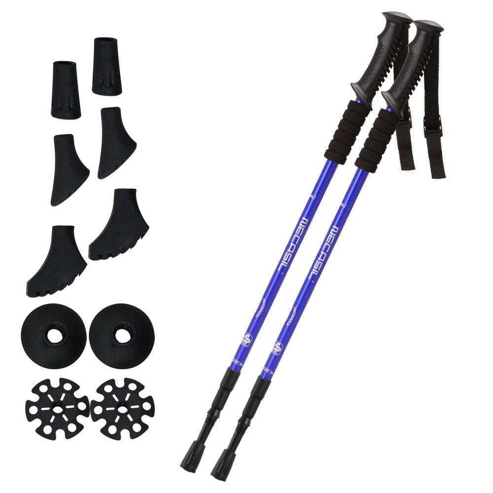 Lightweight Telescoping Hiking Poles with Adjustable Locking System - Collapsible Trekking Sticks