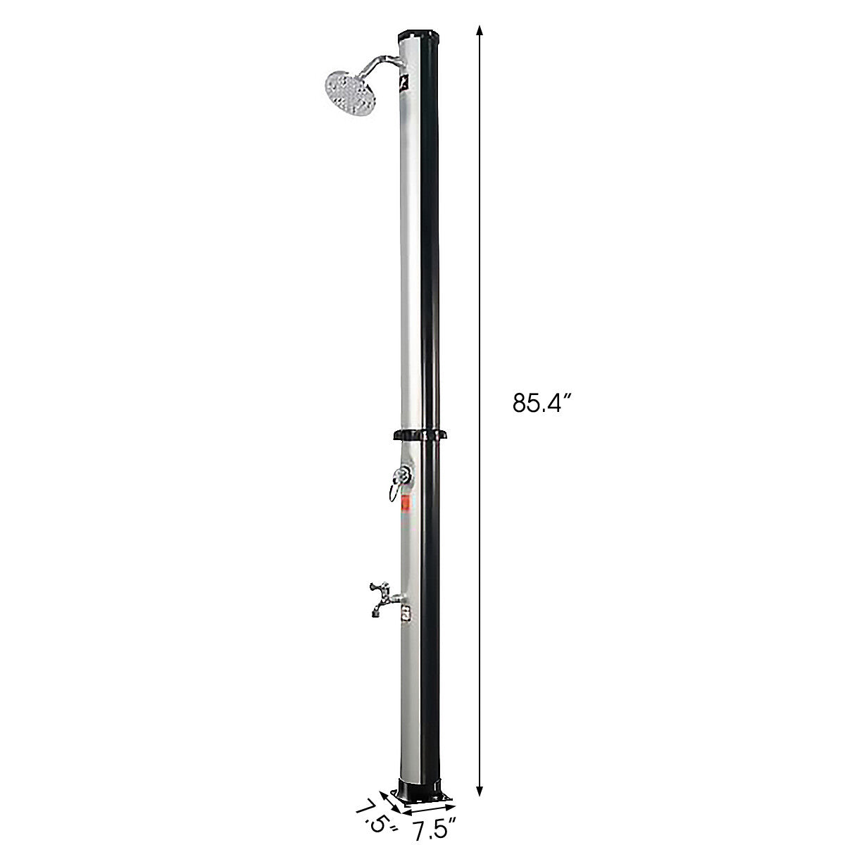 Outdoor Solar-Heated Shower with 360° Rotating Head 6.5FT 5.3 Gallon