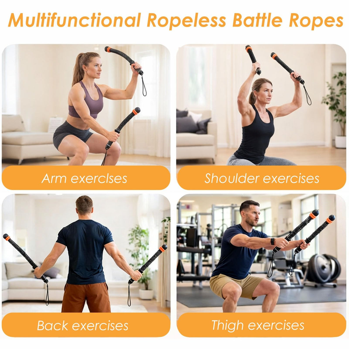 Portable Ropeless Battle Ropes with Adjustable Resistance – Cordless Fitness Equipment