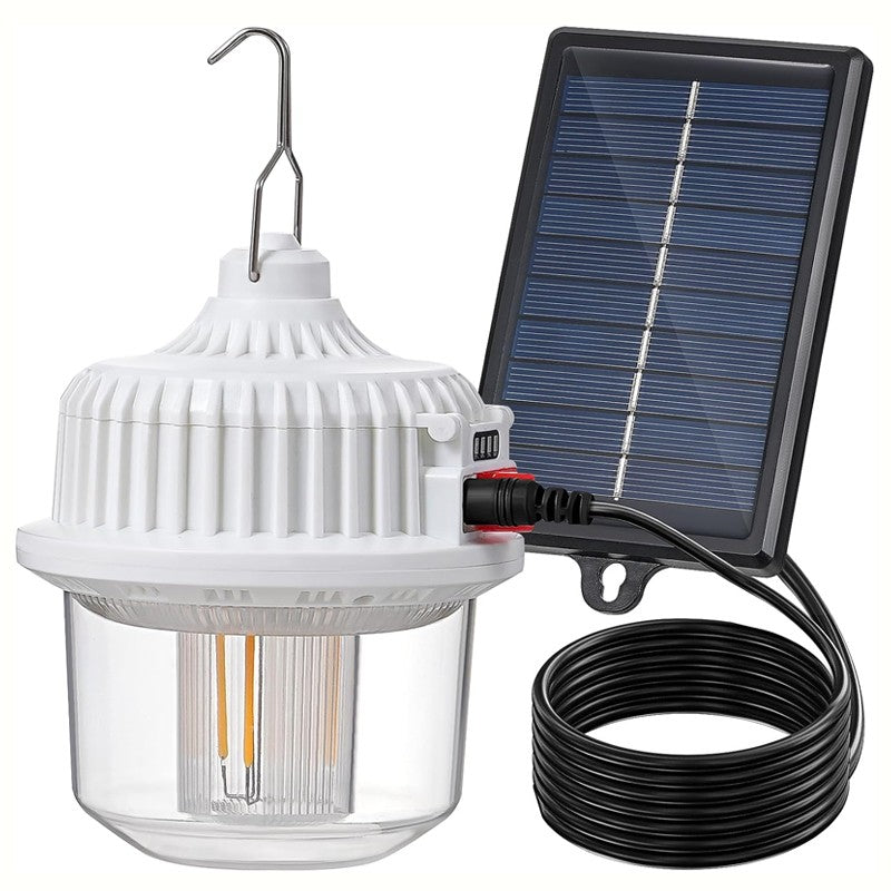 Solar Powered LED Camping Lantern with Rechargeable Battery & Waterproof Design