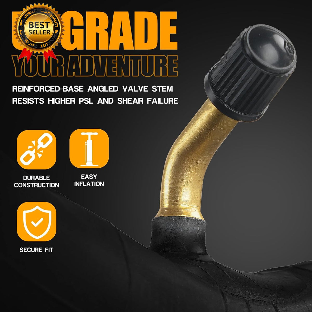 Heavy-Duty 14x2.125 Electric Bike Inner Tubes with Angled Schrader Valve - 2 Pack
