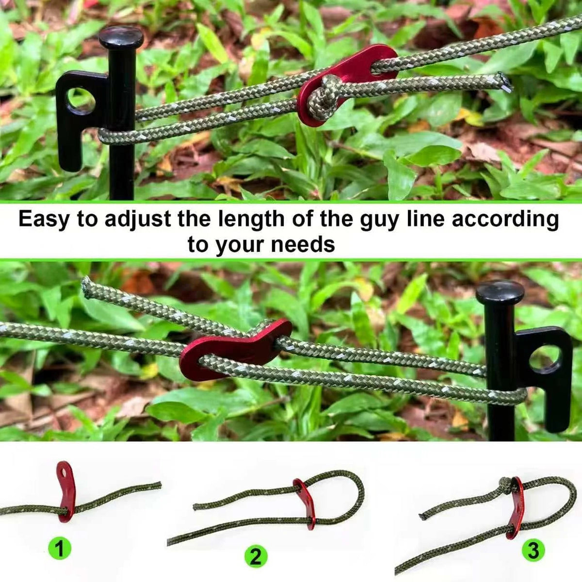 Ultralight 8 Pack 4mm Tent Guy Lines with Aluminum Tensioners - Total 104ft for Camping & Hiking