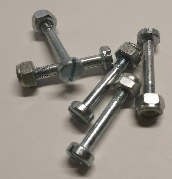 Foosball Table Screws & Nuts Set - 5 Stainless Screws + 5 Plastic-Inserted Nuts, 1/8" Thick Head