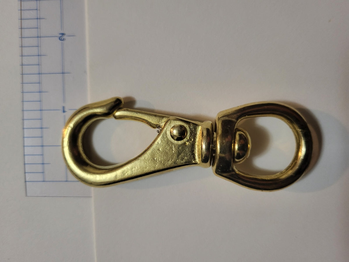 Solid Brass Swivel Snap Hook with Wide Mouth - Corrosion Resistant, 3/4 Inch Eye for Outdoor & Fishing