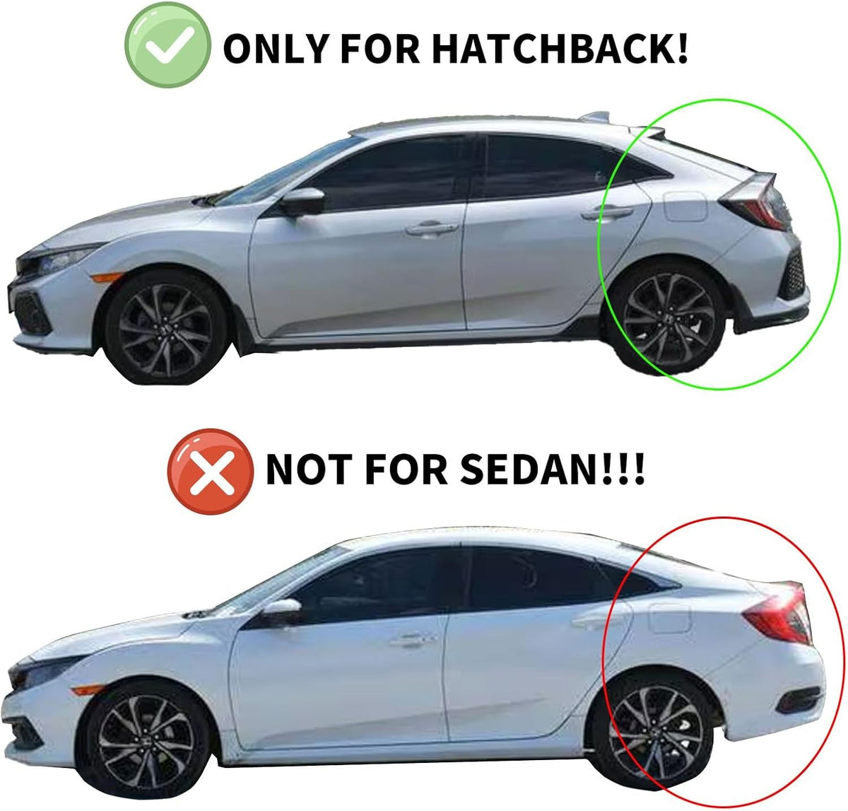 Window Visors Rain Guards for Honda Civic Hatchback 2016-2021 - Out-Channel Side Window Deflectors