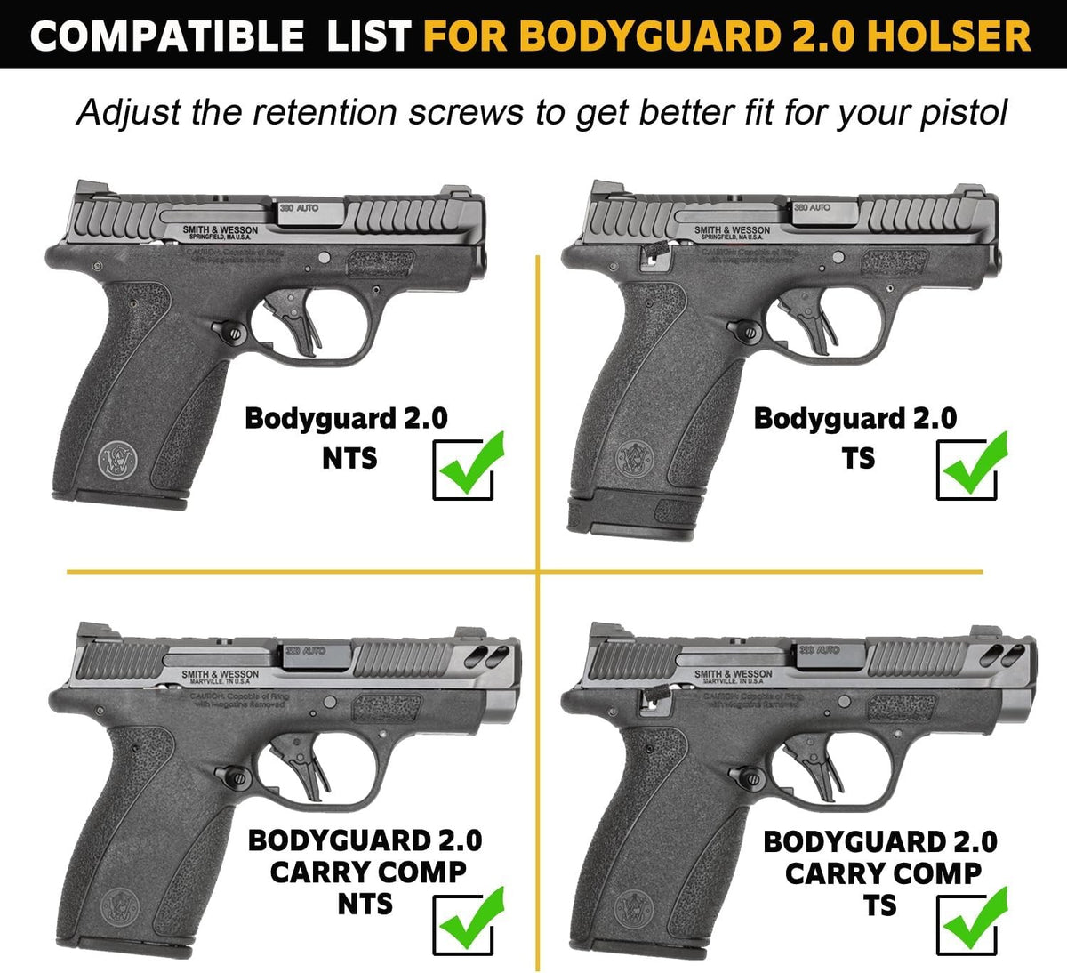 Kydex Holster for S&W Bodyguard 2.0 Concealed Carry with Optic Cut & Claw