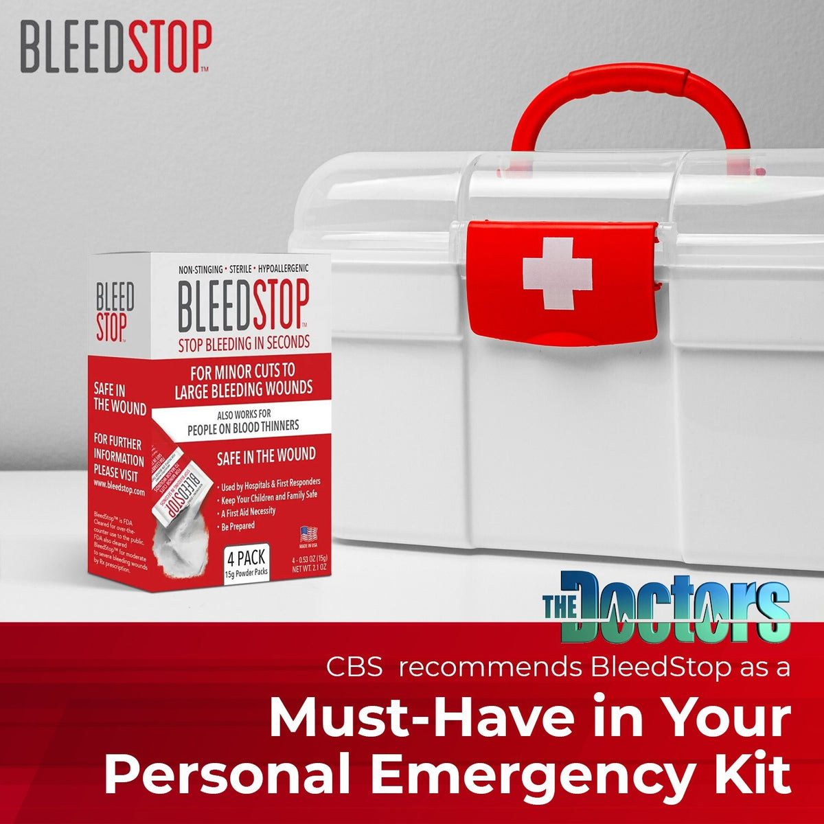 First Aid Blood Clotting Powder for Wounds & Bleeding Control - 5 Pack