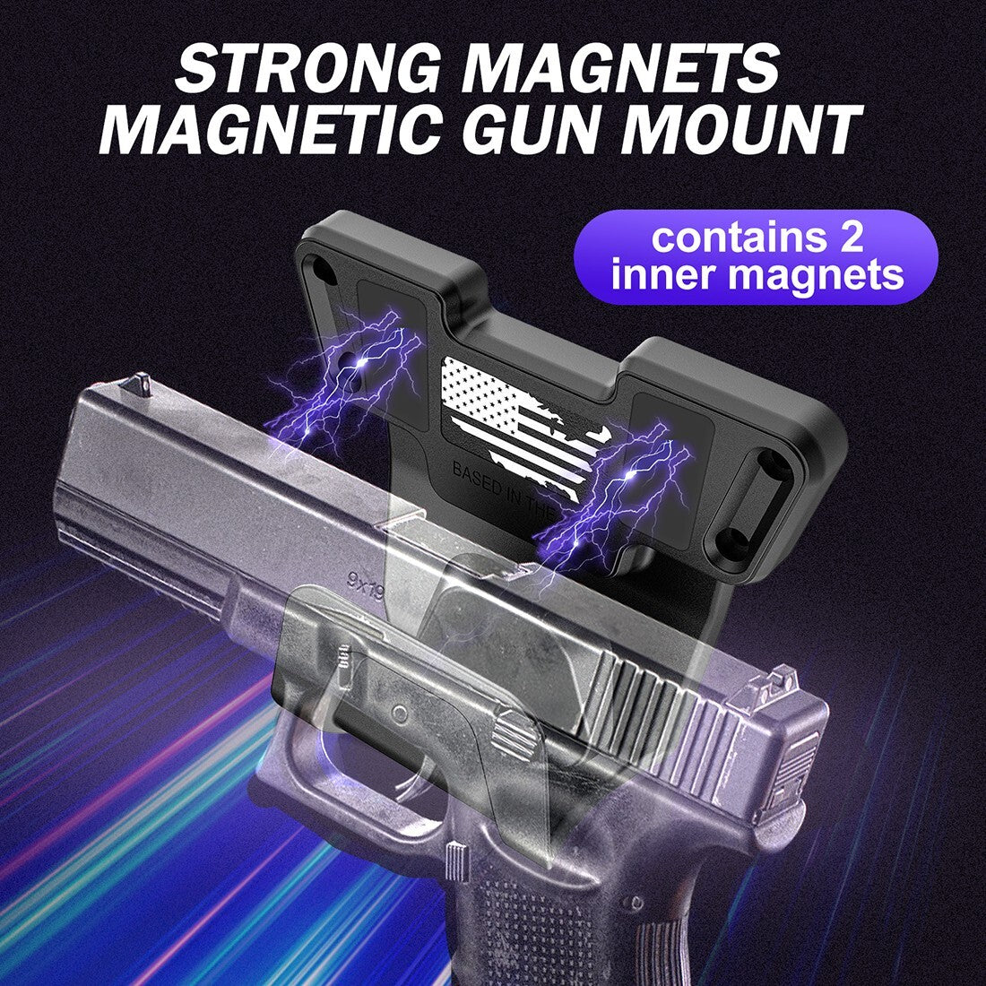 Magnetic Car Gun Mount Holder Rack with Trigger Guard - 2 Pack