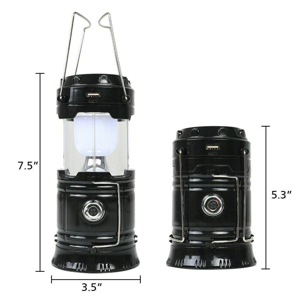 USB Solar Rechargeable LED Camping Lantern and Tent Light