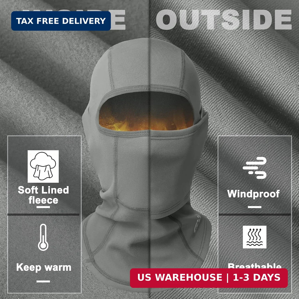 Balaclava Face Cover Adjustable Windproof Soft Lined for Outdoor Sports