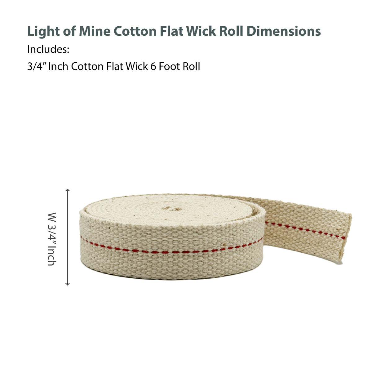 Cotton Wick for Oil Lamps - 3/4 Inch x 6 Feet, Paraffin & Kerosene Lanterns