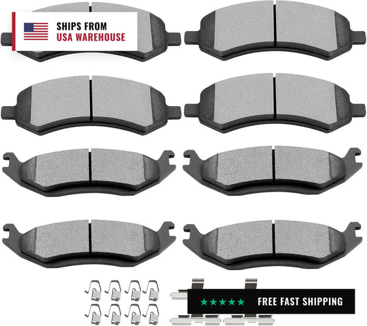 Front and Rear Brake Pad Set for Ram 1500 2011-2014 - Semi-Metal & Ceramic