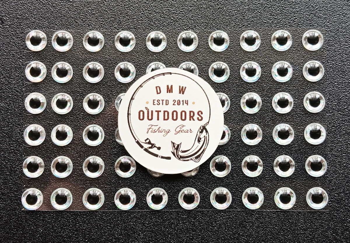 Holographic Silver Fish Eyes 3D Adhesive 5mm for Fly Tying & Lures