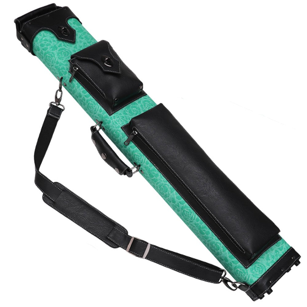 3x5 Hard Shell PU Leather Pool Cue Case Holds 3 Butts & 5 Shafts with Shoulder Strap