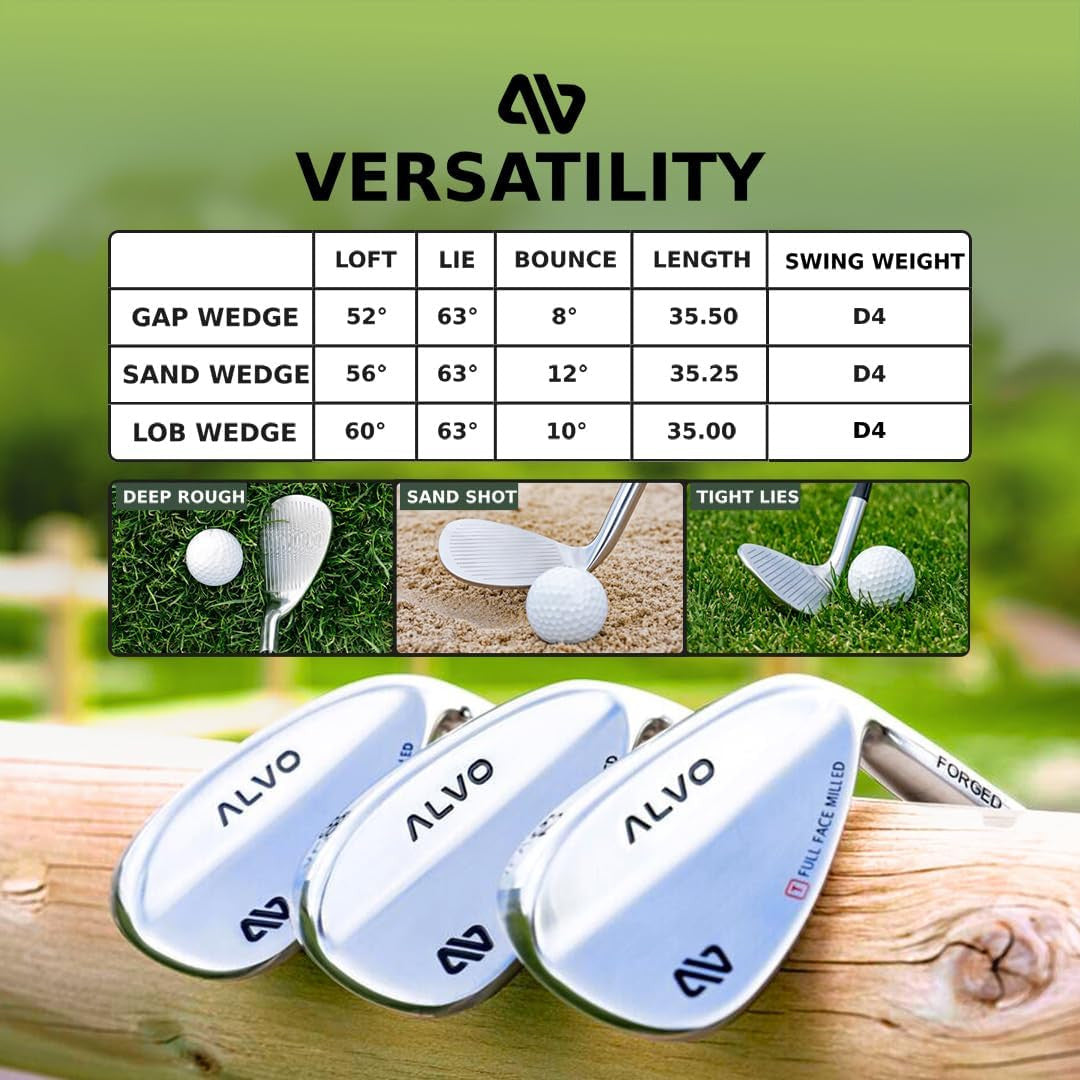 Premium Full Face Golf Wedge Set 3 Clubs 52/56/60 Degree for Men