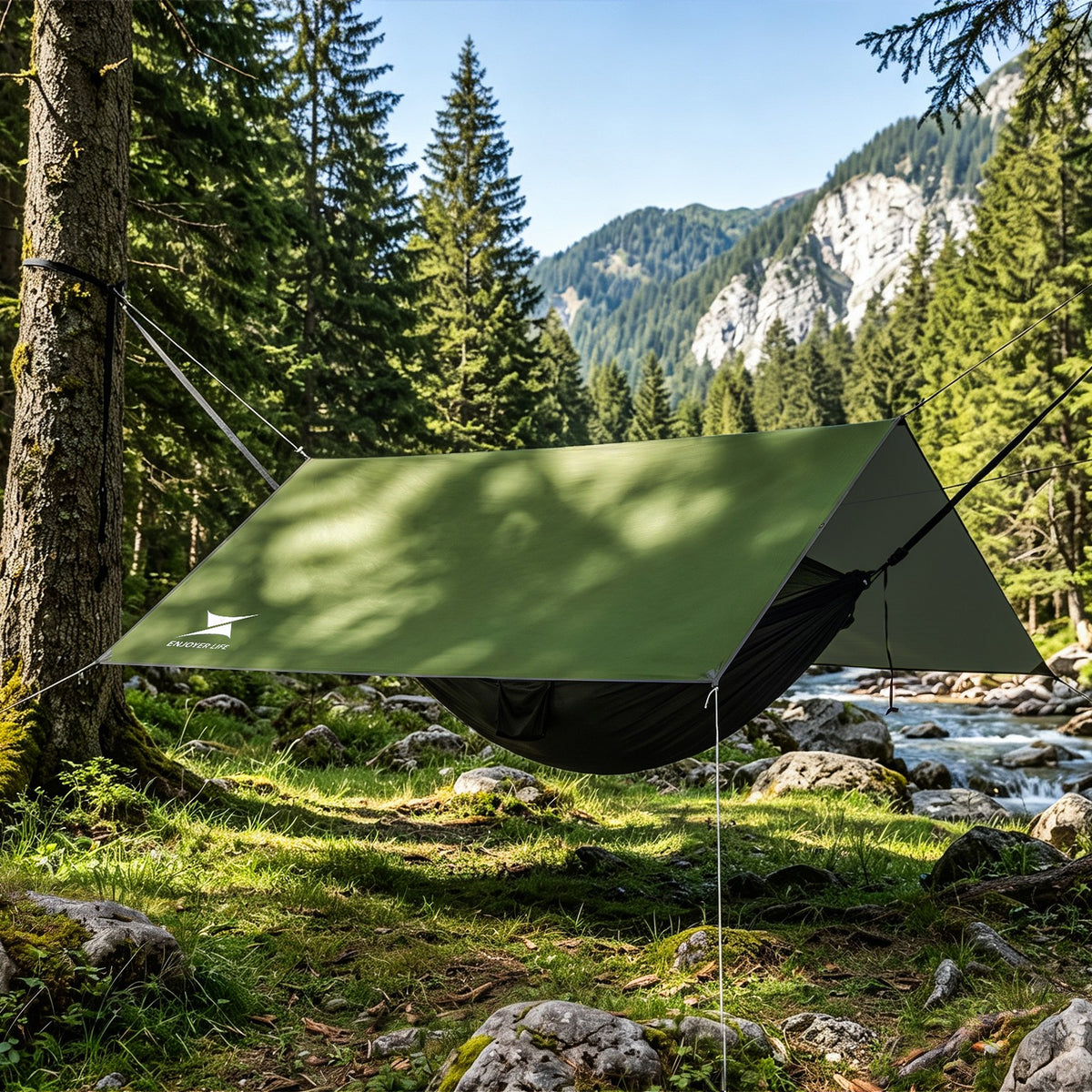Waterproof Camping Tarp 10FT Rainfly Shelter for Outdoor Hiking & Camping